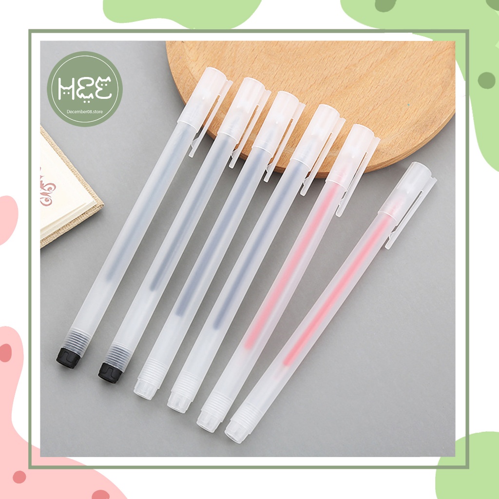 [V0055] Combo 10 bút gel December08.store mờ trong suốt ngòi 0.5mm mực khô trơn mượt