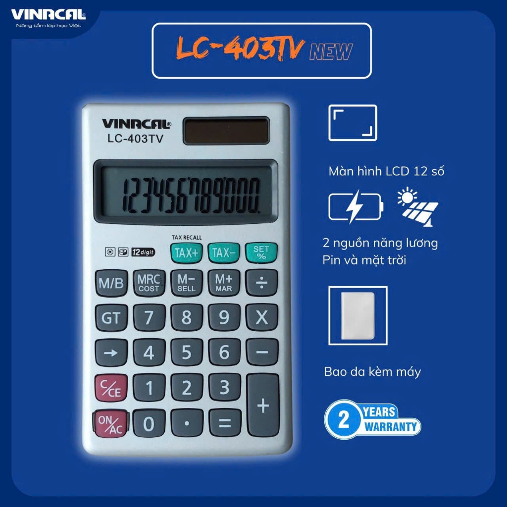 Máy Tính Mini bỏ túi VINACAL LC-403TV-12 số hiển thị Bảo hành 2 năm