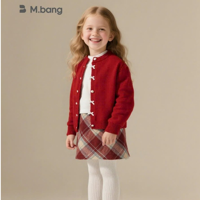 Chân váy dạ caro, áo cadigan len bé gái MBang (26MB16) (26MB28)