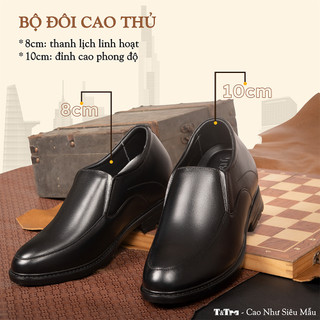 [10CM] Giày Nam Đế Cao T&Tra T99 Đen - Ít Dốc Mang Thoải Mái Hơn