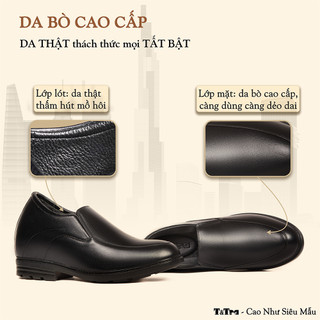 [10CM] Giày Nam Đế Cao T&Tra T99 Đen - Ít Dốc Mang Thoải Mái Hơn