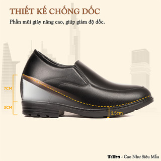 [10CM] Giày Nam Đế Cao T&Tra T99 Đen - Ít Dốc Mang Thoải Mái Hơn