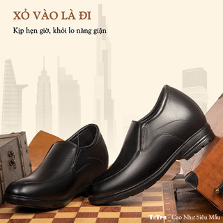 [10CM] Giày Nam Đế Cao T&Tra T99 Đen - Ít Dốc Mang Thoải Mái Hơn