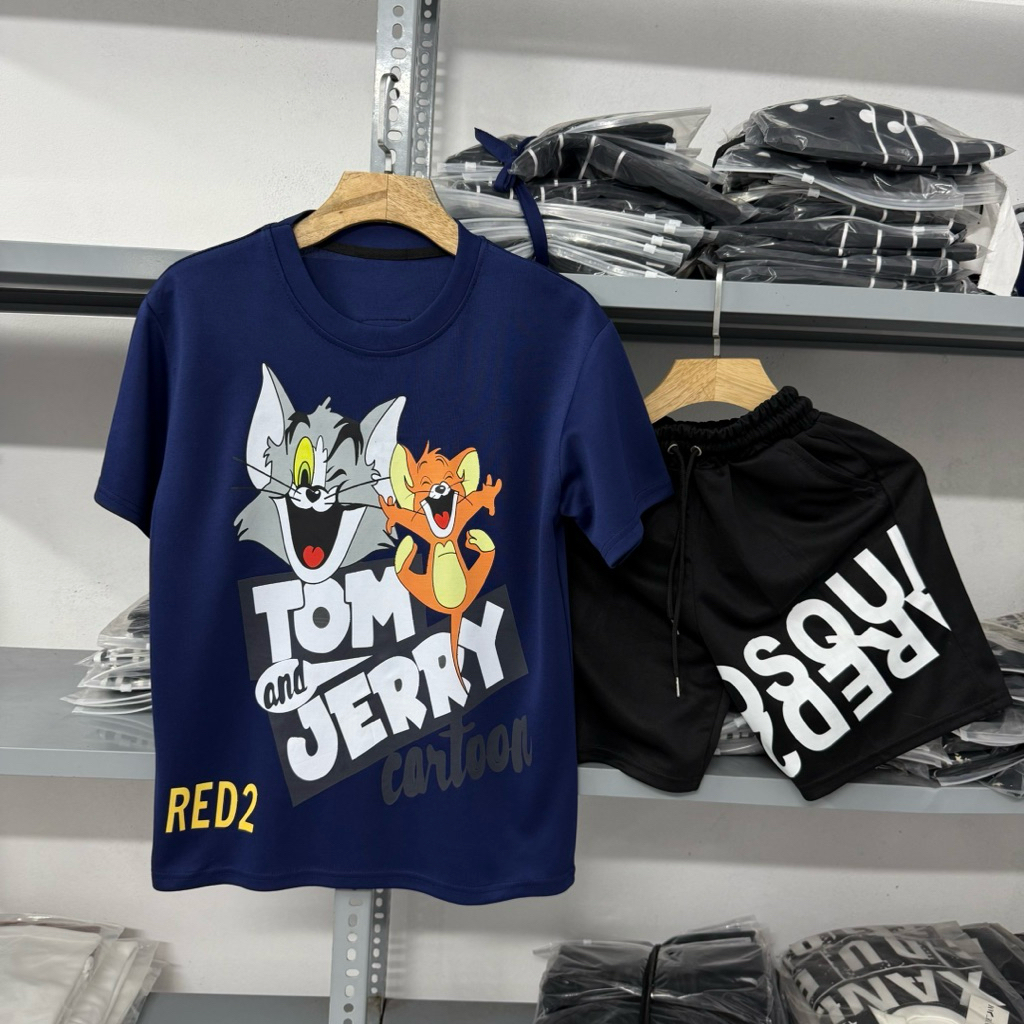 (Có Tag Mác, Logo sắt) BỘ ÁO QUẦN TOM AND JERRY logo sắt hot trend 2025. Áo phông Tom&Jerry logo sắt