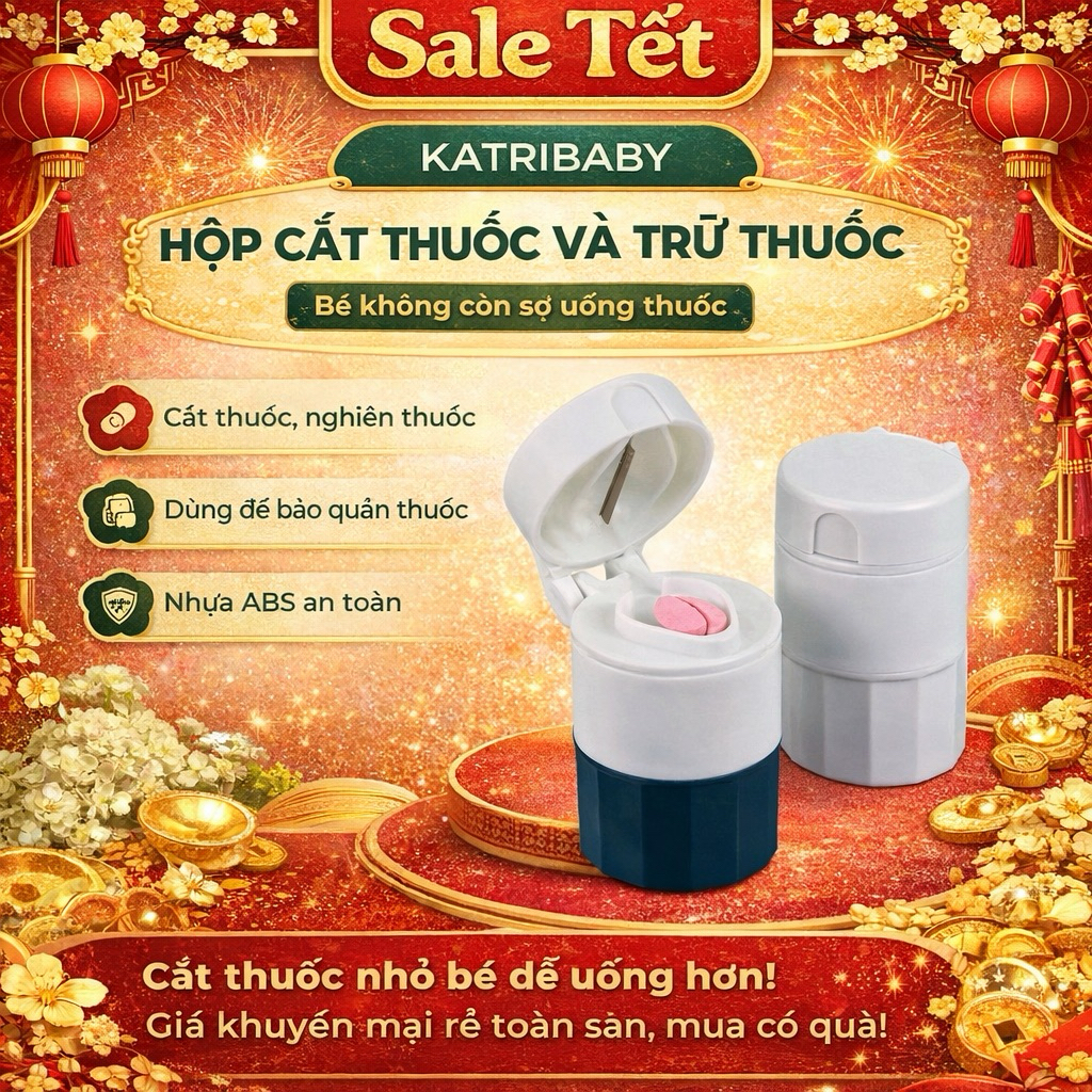 (Tặng quà 20k)Dụng cụ cắt thuốc, nghiền thuốc cho bé, hộp đựnġ thuốc tiện lợi