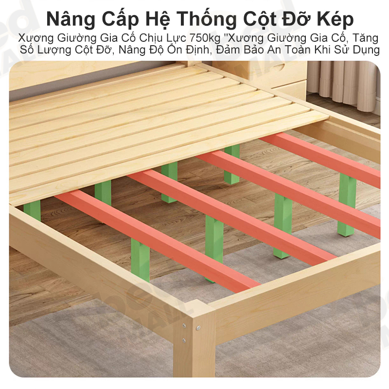 Giường Gỗ Tiết Kiệm Không Gian Có Ngăn Kéo Chắc Chắn Không Sơn Phù Hợp Phòng Ngủ Giá Gốc Từ Xưởng | BigBuy360 - bigbuy360.vn