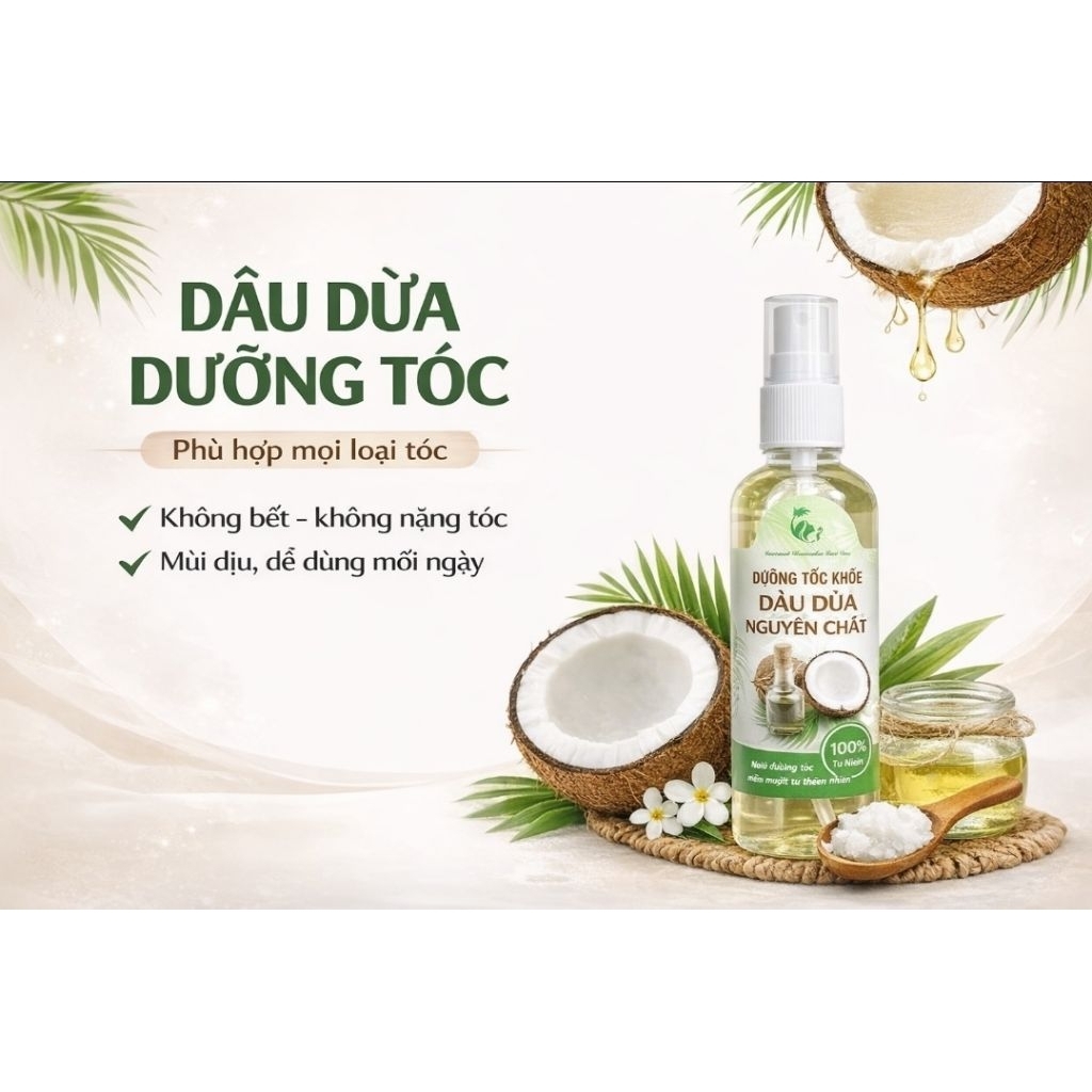 Dầu dừa dưỡng/ủ tóc mềm mượt 100ml