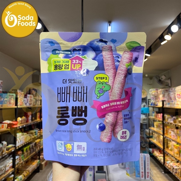 Bánh gạo lứt thanh dài BeBecook vị việt quất 40g (12 tháng trở lên)