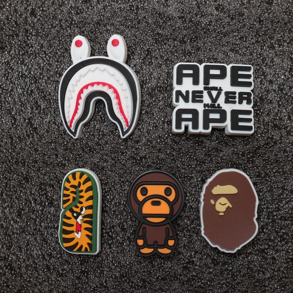 Set 5 charm BABE gắn dép cross, Nút gắn sticker dép cross trang trí cham 2D hoạt hình CROSS TREND