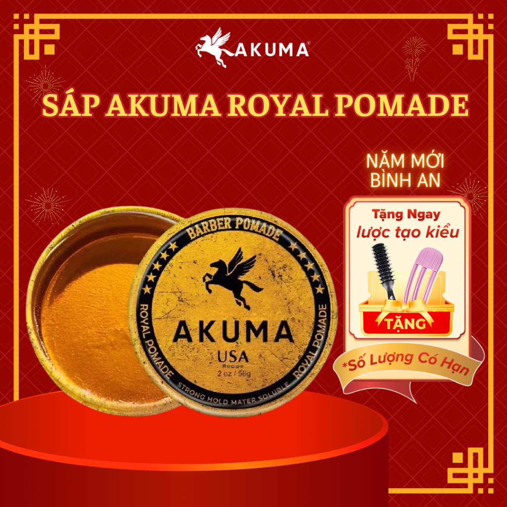 Sáp Vuốt Tóc AKUMA POMADE, tạo kiểu Giữ Nếp Đến 12h, Sáp hương thơm nước hoa, hàng chính hãng AKUMA
