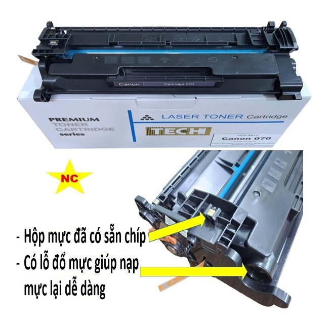 Hộp mực có chíp Canon 243dw, 246dw, 247dw, MF461dw, 462dw, MF465dw. Cụm mực Canon 070 của máy in