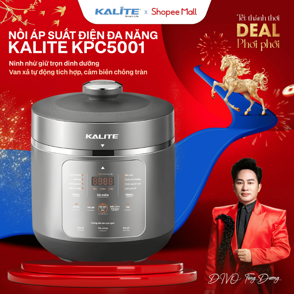 Nồi áp suất đa năng KALITE KPC5001 900W 5L | Van xả tự động thông minh, bảo vệ an toàn khi sử dụng