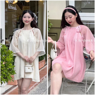 Váy Yếm Cột Nơ Dáng Suông Thiết Kế Siêu Dễ Thương- Đầm  Risa Dress