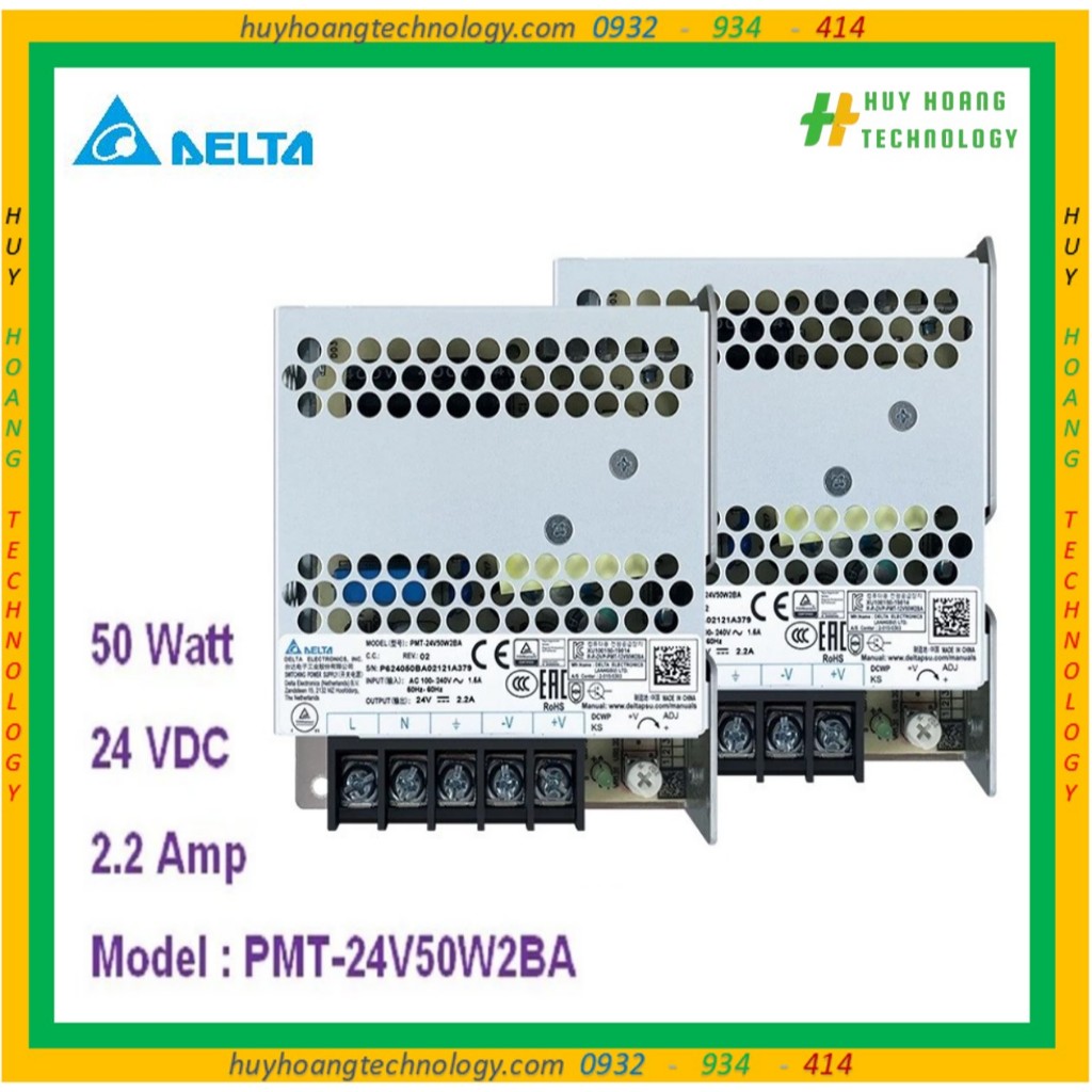 Bộ nguồn 1 pha 24V 2.1A 50W Delta PMT-24V50W2BA