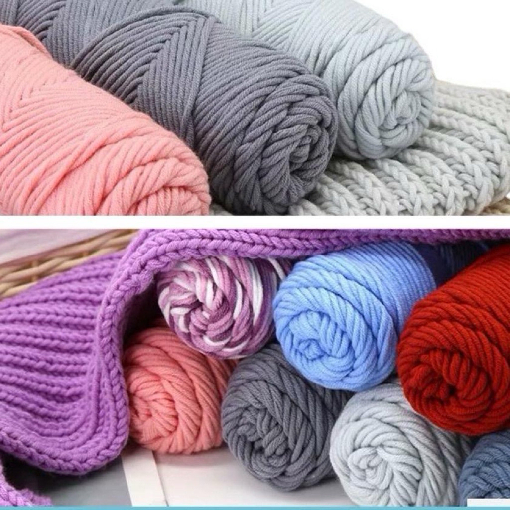 Len Cotton Love Sợi 3mm Len Ống Đan Khăn Choàng Cổ 100g - Kim móc 6mm, Kim đan 4,5mm