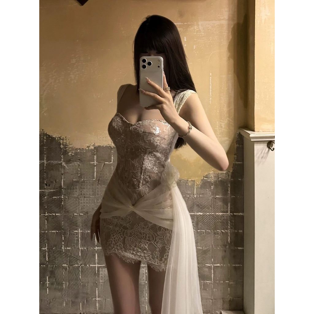 Đầm cúp ngực 2 dây ren phối lưới TABISHOP Váy body thiết kế sang chảnh đi tiệc đi chơi(294) | BigBuy360 - bigbuy360.vn