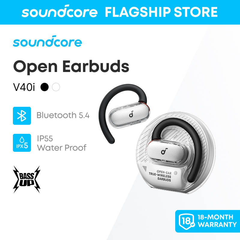 Soundcore V40i, Open-Ear Headphones, Clear Design, Lidless Case, 4 Adjustable Positions for Every Ea