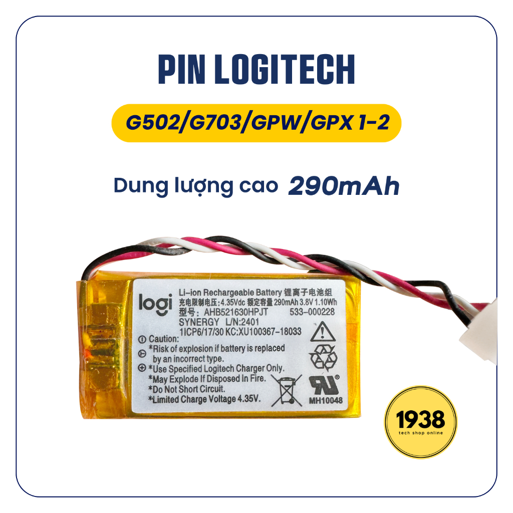 Pin Chuột Logitech 290mAh - Pin Sạc Logitech G502 G703 GPro Wireless x Superlight