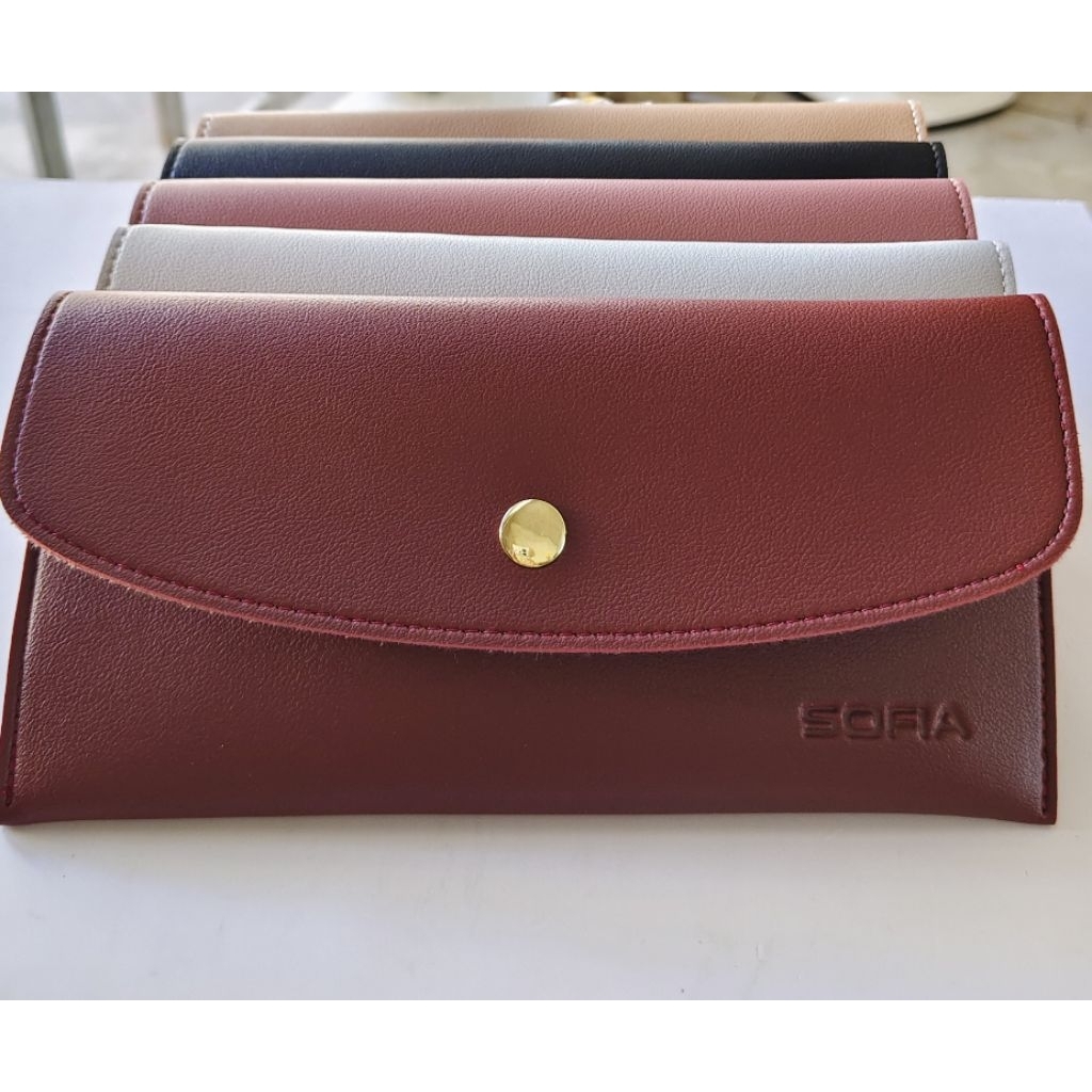 Ví cầm tay Sofia, để điện thoại, ví để giấy tờ. Ví da mini Sofia, da đẹp, túi bìa thư có khóa nút