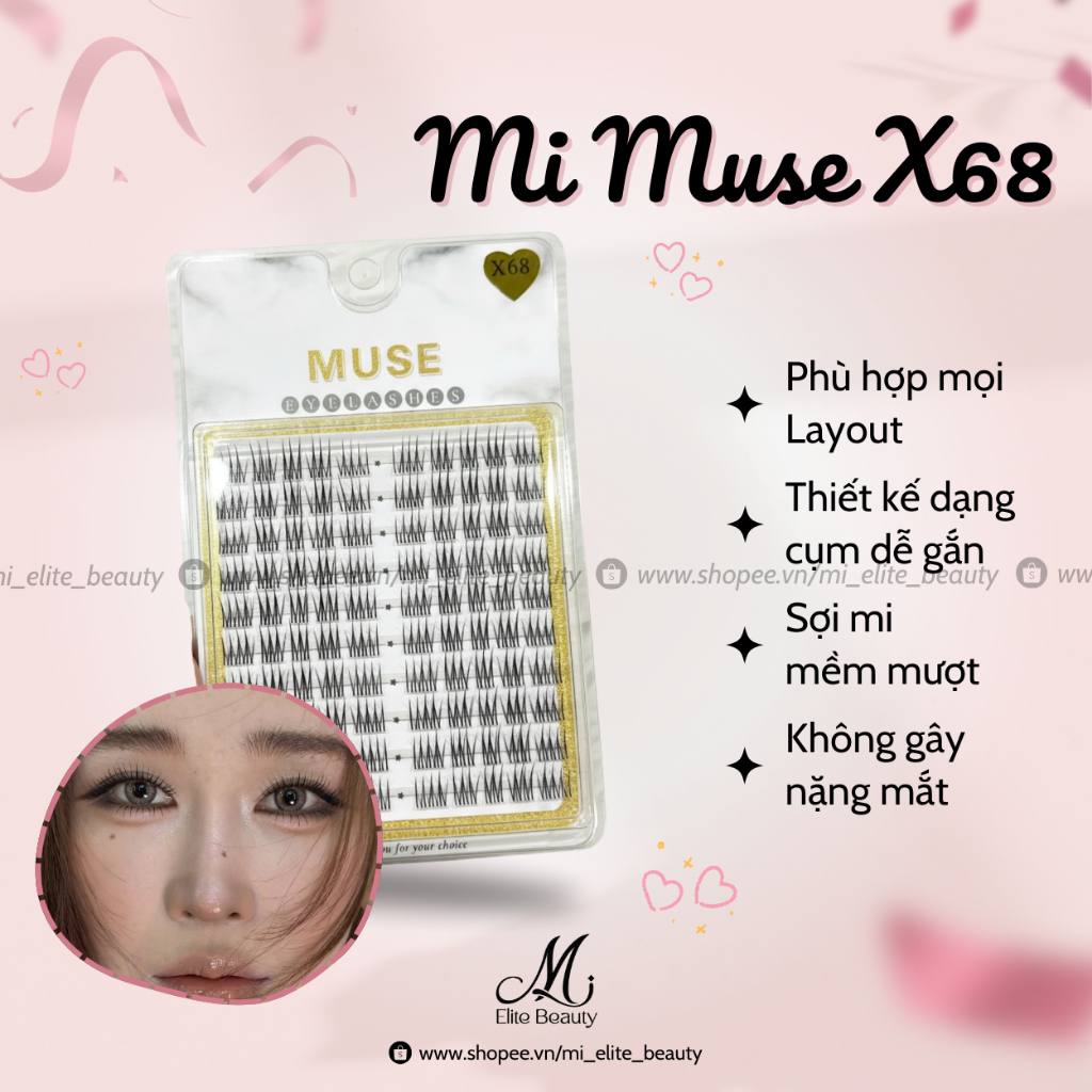 Lông Mi Giả Rời Muse X68 – Mi Tự Nhiên, Dễ Tạo Dáng Đa Kiểu, Mỏng Nhẹ, Giữ Form Lâu