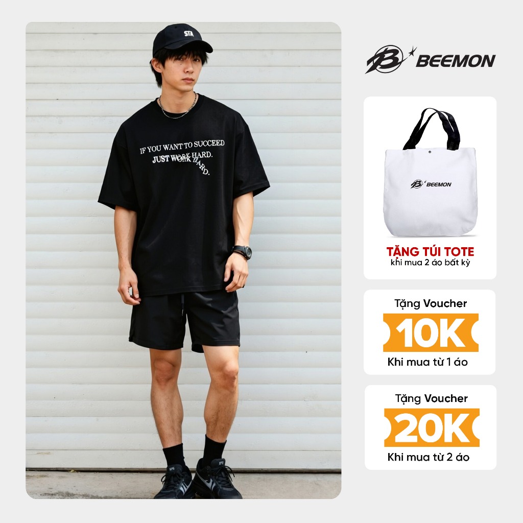 Áo Thun Nam Nữ Oversize Streetwear Work Hard BEEMON Phông Chính Hãng Mềm GenZ Cá Tính Unisex BT506