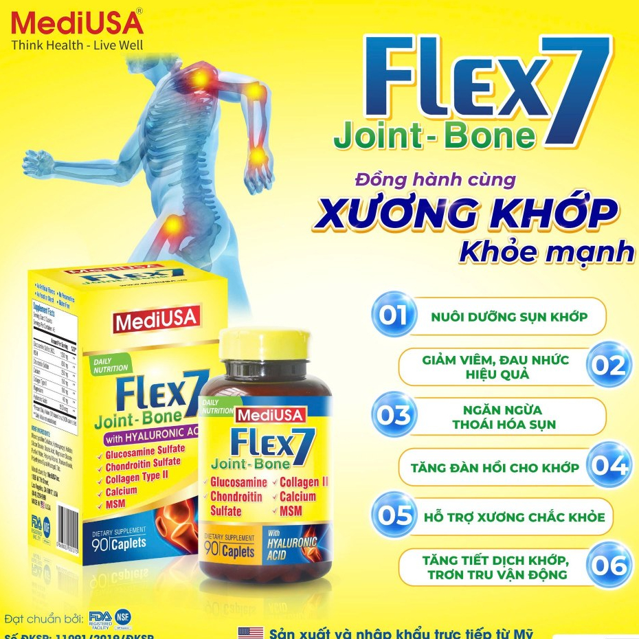 MediUSA FLEX 7 JOINT-BONE SẢN PHẨM NUÔI DƯỠNG XƯƠNG KHỚP, THOẢI MÁI VẬN ĐỘNG