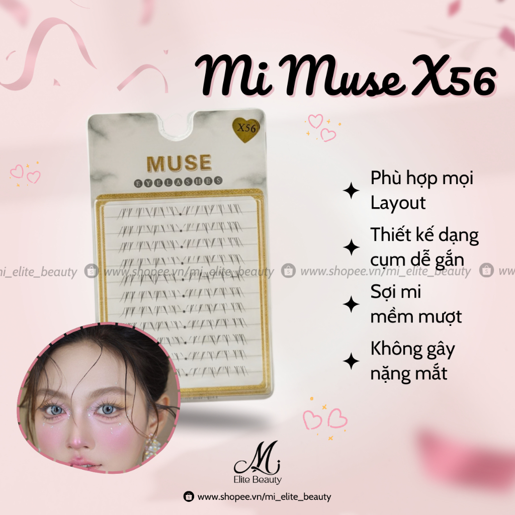 Lông Mi Dưới Muse Mã X56 – Mi Giả Hàng Hot, Nhẹ Mắt & Tự Nhiên- Mi Elite Beauty