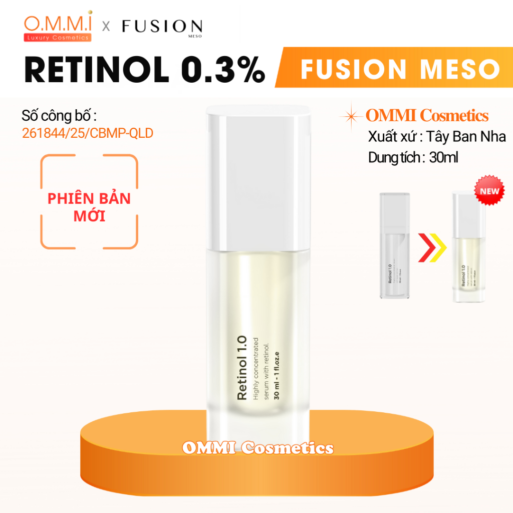 FUSION MESO - Retinol cho da Dầu Mụn (Phiên bản mới 0.3%) | OMMI Cosmetics