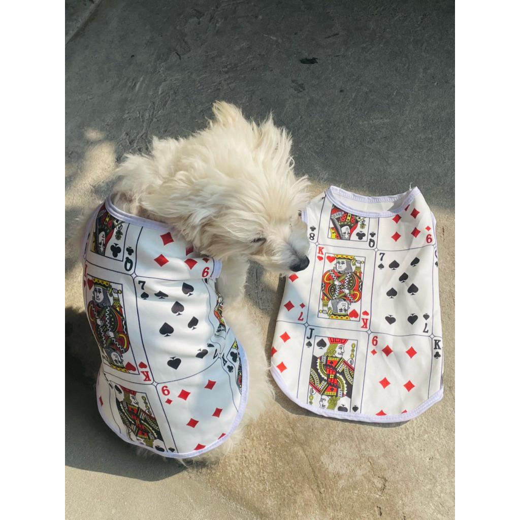 Áo ba lỗ in hình 3D lá bài dành cho chó mèo thoáng mát, áo ba lỗ in hình 3D lá bài cho thú cưng