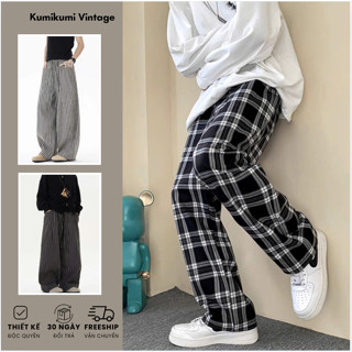 Quần kẻ caro ống suông rộng Nam nữ -HÀNG MAY KỸ-CHẤT ĐẸP- Quần dài karo mặc nhà unisex hottrend 2025