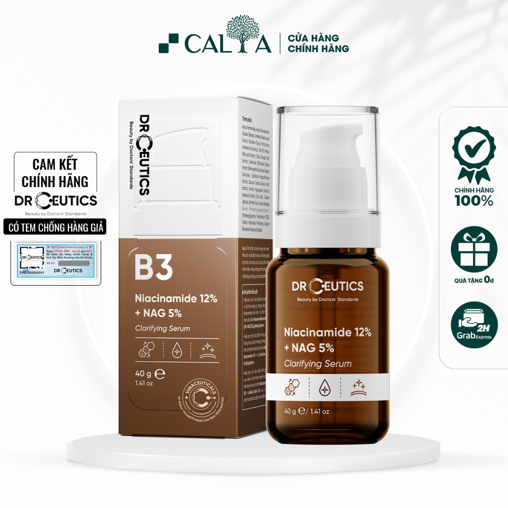 Tinh Chất Serum DrCeutics B3 Niacinamide 12% + NAG 5% Mờ Thâm, Sáng Da, Kiềm Dầu 40g