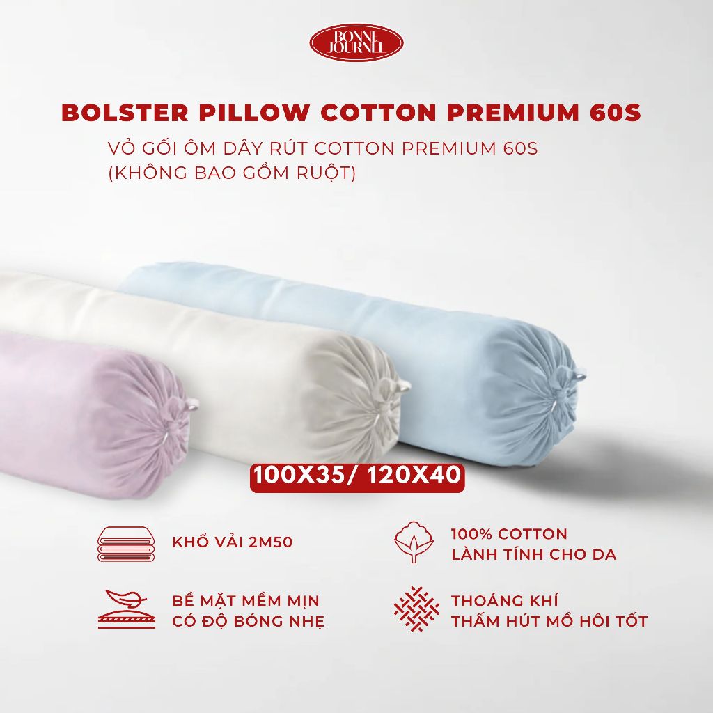 /COTTON PREMIUM 60S/ LẺ 01 VỎ GỐI ÔM 100/35/ 120x40 | 100% Cotton Premium 60s mềm mướt