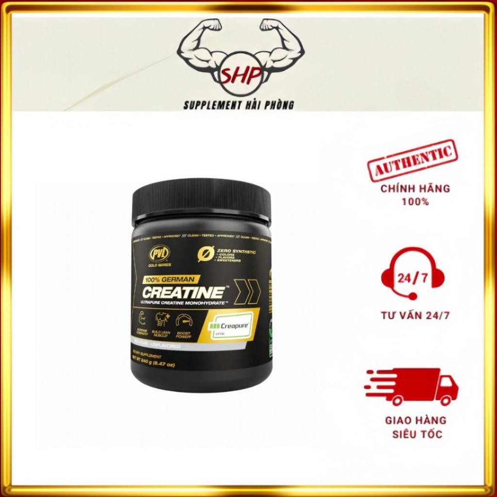 Bột tăng sức mạnh PVL 100% German Creatine Creapure nhập khẩu Canada (240g) -  Supplement Hải Phòng
