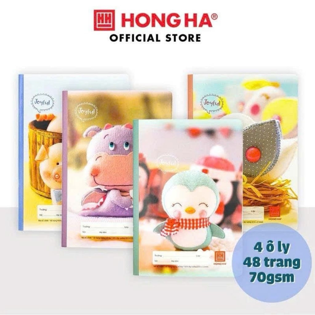 Lốc 5quyển/10 quyển vở 4 ô ly Hồng Hà 48 trang Capybana 0586 và Joyful  hình dễ thương ngộ ngĩnh
