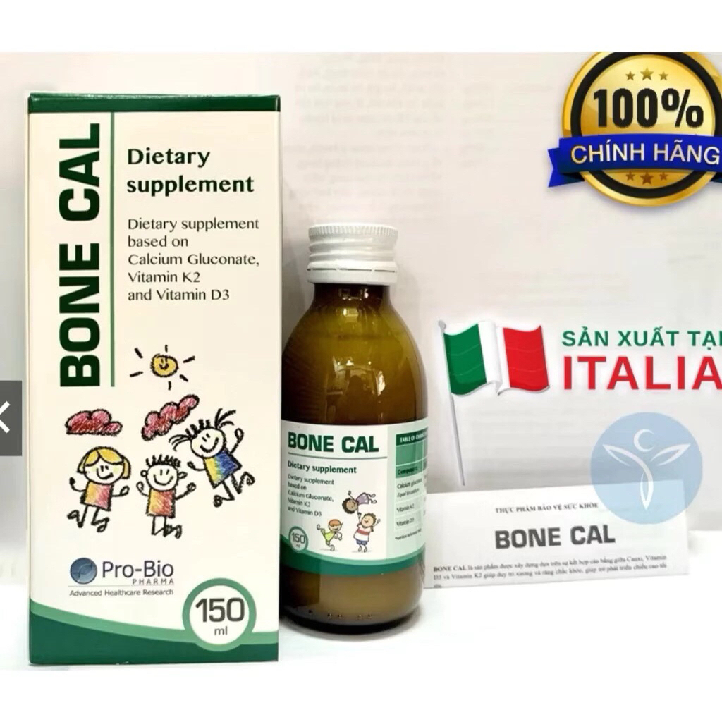 Bone Cal (hộp 150 ml ) Canxi Hữu Cơ Cho Bé,Bổ Sung Canxi Vitamin D3-k2 Giúp Phát Triển Chiều Cao Tốt