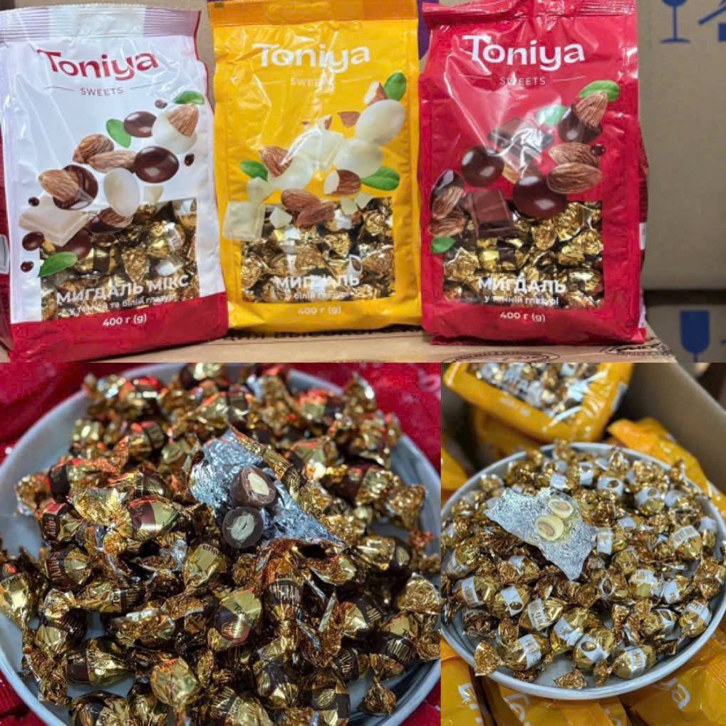 Kẹo Socola Đen bọc Hạnh Nhân TONIYA Nga gói 400gr