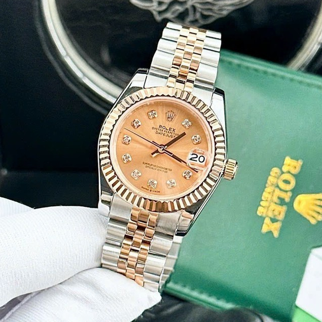 [TẶNG HỘP] Đồng hồ Nữ ROLEX lady Date Just demi - Máy automatic- Dây thép - 31mm