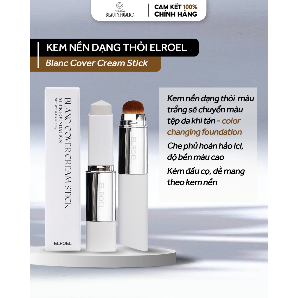 Kem nền dạng thỏi kèm cọ ELROEL BLANC COVER CREAM STICK