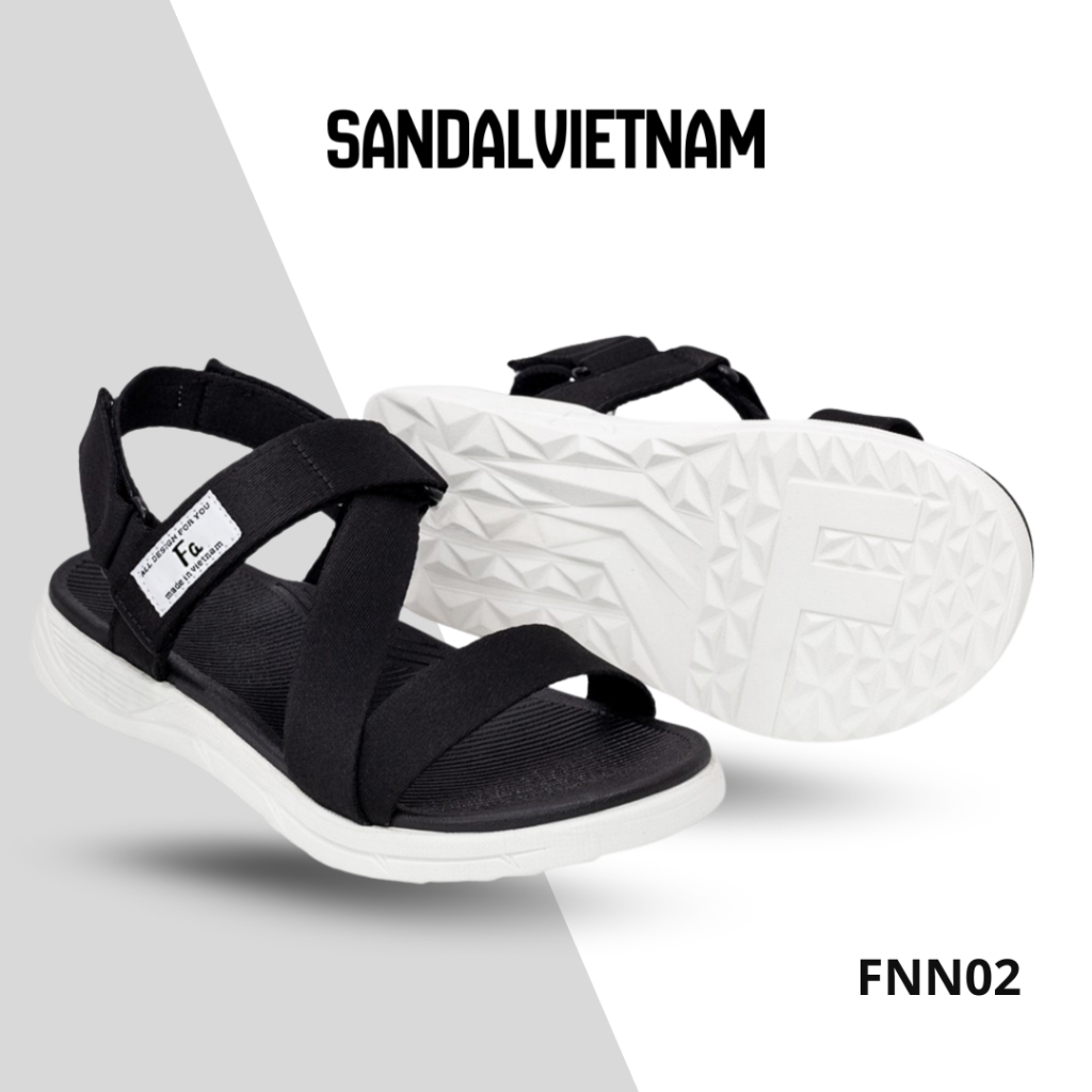FA | Giày Dép Sandal Nam, Nữ Unisex Thể Thao Đen Đế Trắng