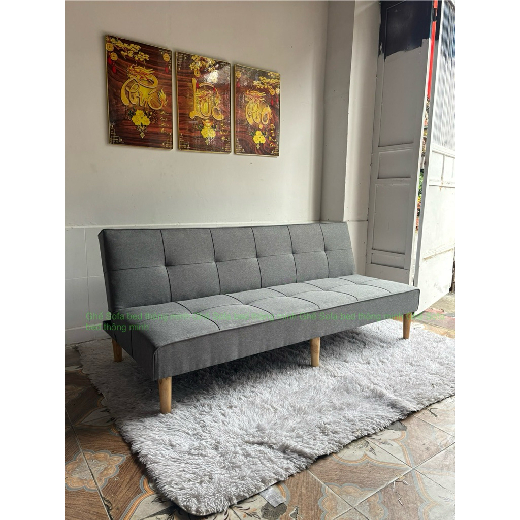 Ghế Sofa bed ngã thành giường dài 1m9 màu xám lông chuột