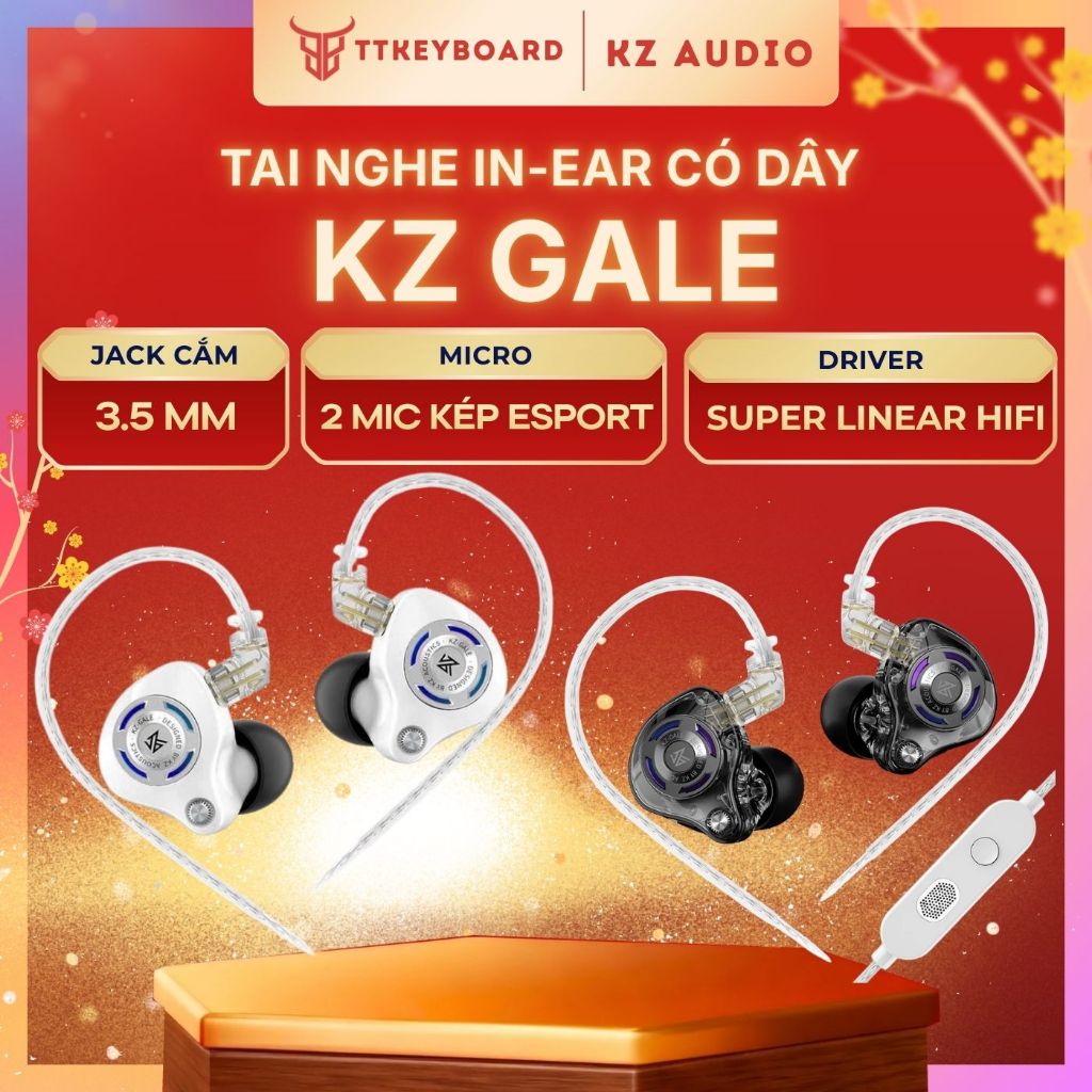 [Hỏa Tốc] Tai Nghe Nhét Tai In Ear KZ Gale Driver Super Linear HIFI 2 Mic Kép Esport