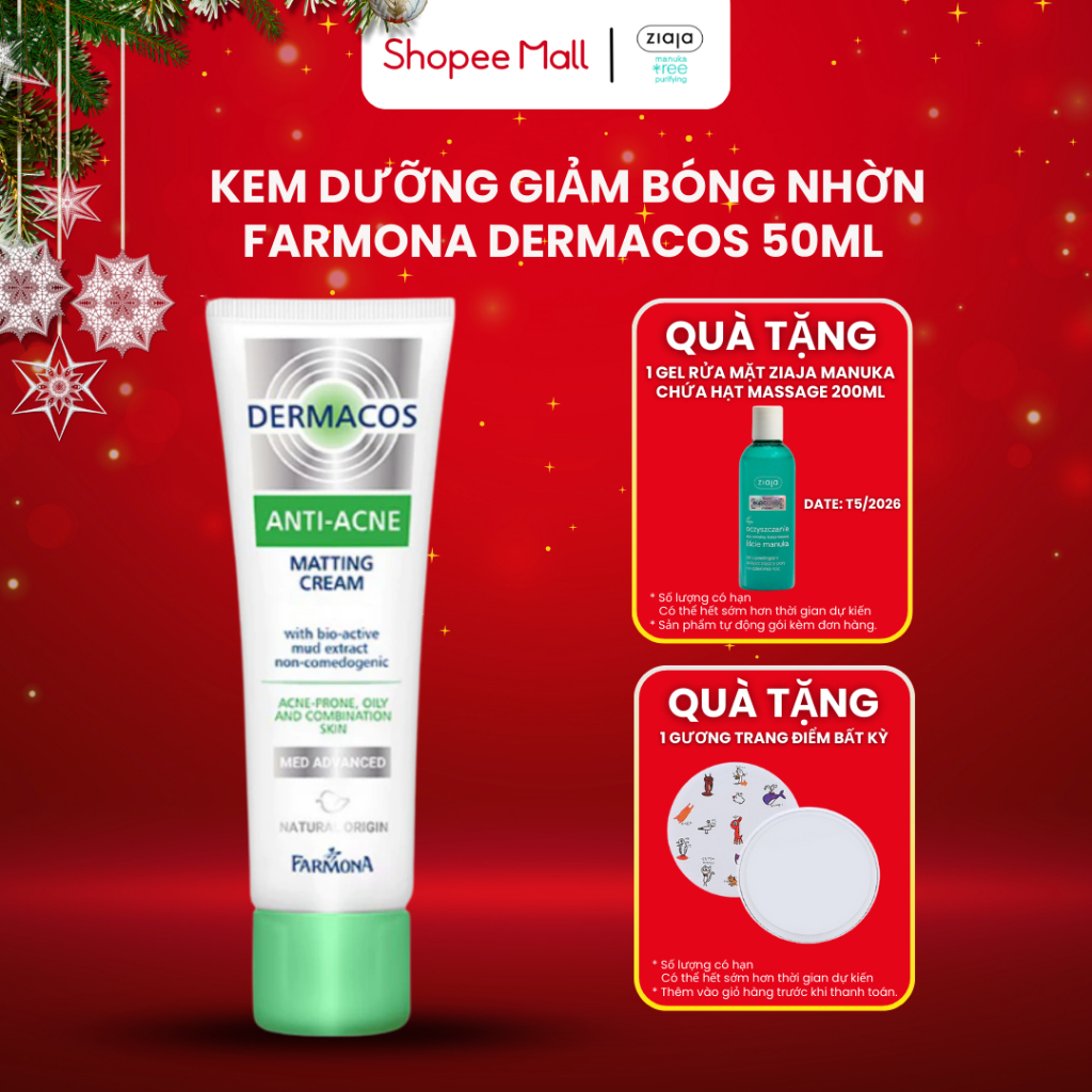 Kem Dưỡng Giảm Bóng Nhờn Farmona Dermacos Anti-Acne Matting Bioactive Mud  Extract Non-comedogenic 5