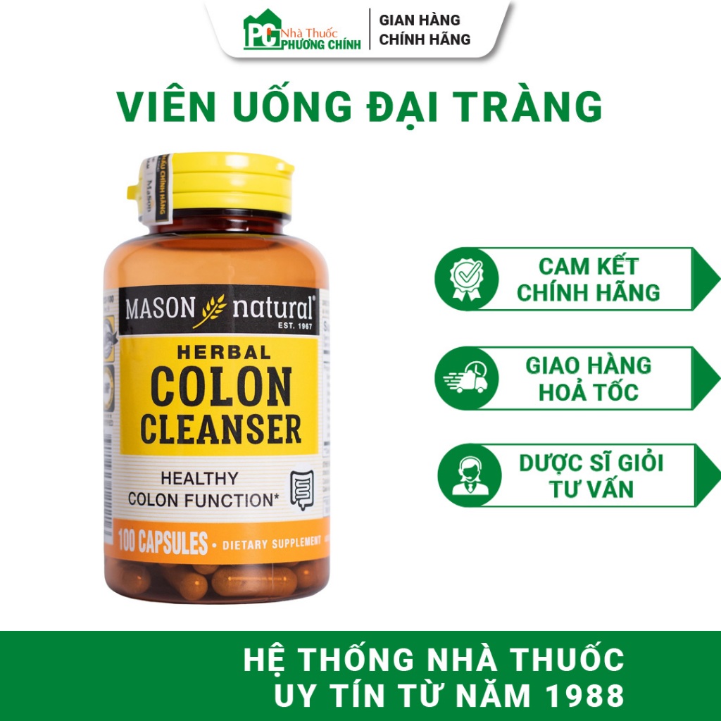 Viên Đại Tràng Mason Natural Colon Herbal Cleanser - Hỗ Trợ Sức Khoẻ Đại Tràng 60 Viên / 100 Viên