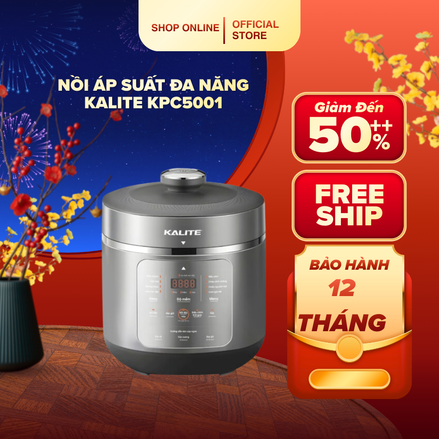 Nồi Áp Suất Đa Năng Kalite KPC5001, Dung Tích 5.5L, Màu Bạc