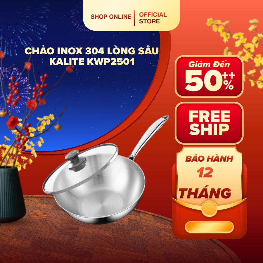 Chảo inox 304 lòng sâu Kalite chống dính chống xước KWP2501 / KWP2601 - Điện Máy Vàng 247