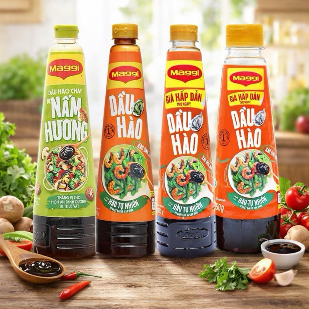 Dầu Hào Maggi 150g 350g 530g 820g Dầu Hào Nấm Hương Chay Dầu Hào Hào Tự Nhiên Đậm Đà