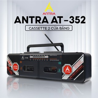 [TẶNG BĂNG CASSETTE] Đài Cassette Antra AT - 352, Thiết Kế Cổ Điển, 2 Cửa Băng, Có Chức Năng Thu Băng, Bắt Sóng Khỏe