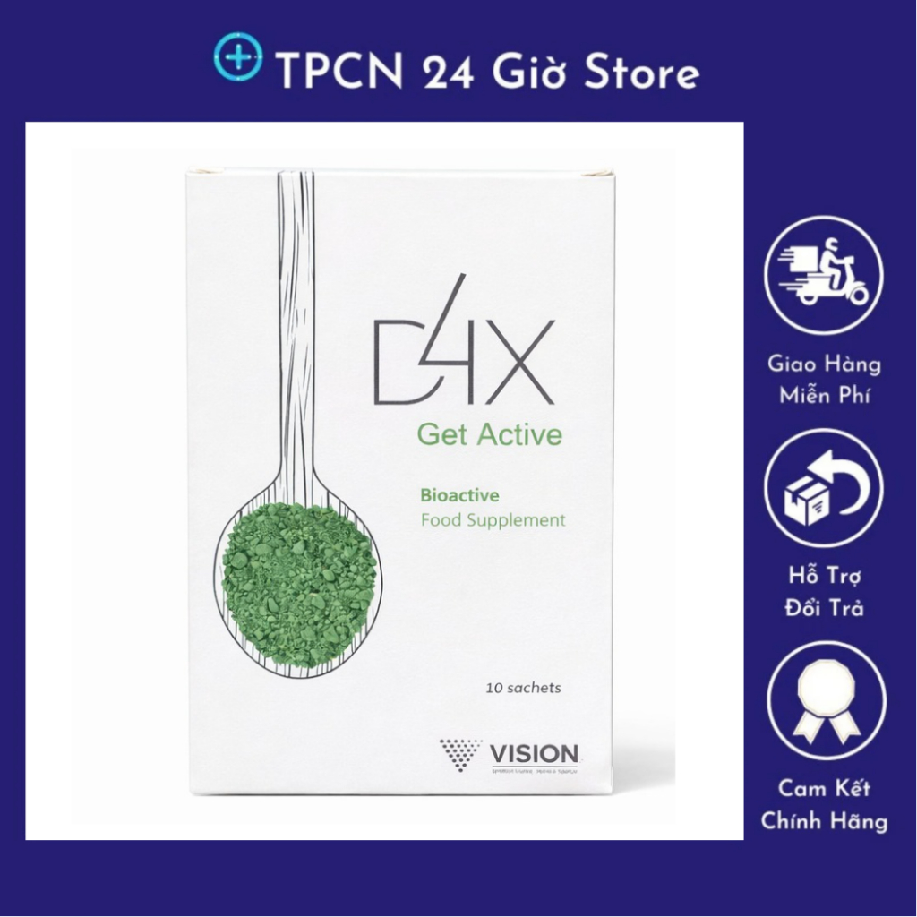 D4X Get Active Vision – Thức uống tăng năng lượng, detox cơ thể – Hộp 10 gói
