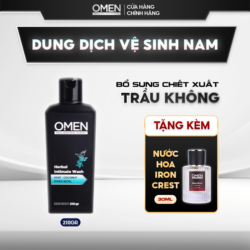 Dung Dịch Vệ Sinh Nam OMEN Bạc Hà, Dừa – Trầu Không/Xạ Đen 210gr– Sạch Khuẩn, Khử Mùi, Thơm Mát