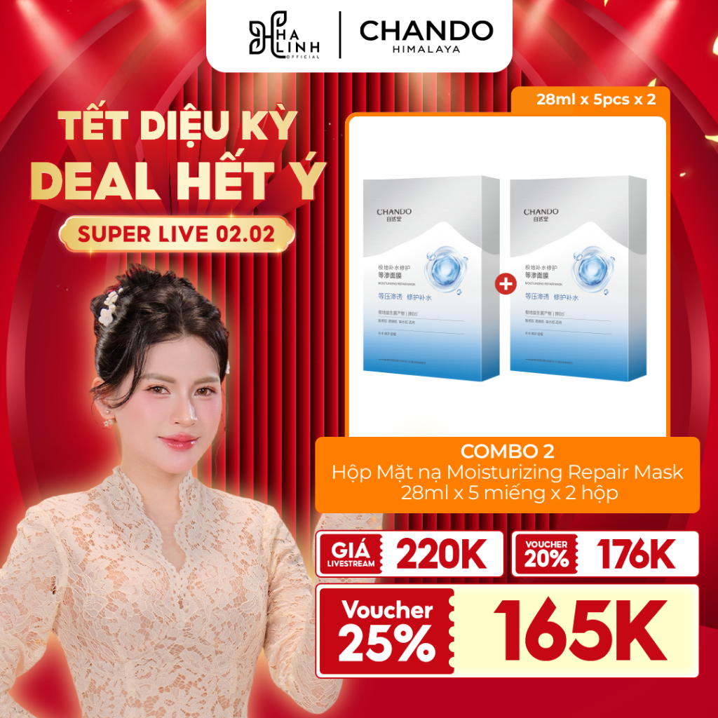[VHL x Chando Himalaya] COMBO 2 mặt nạ hỗ trợ phục hồi chứa Probiotic Chando Himalaya 28ml x 5pcs x 